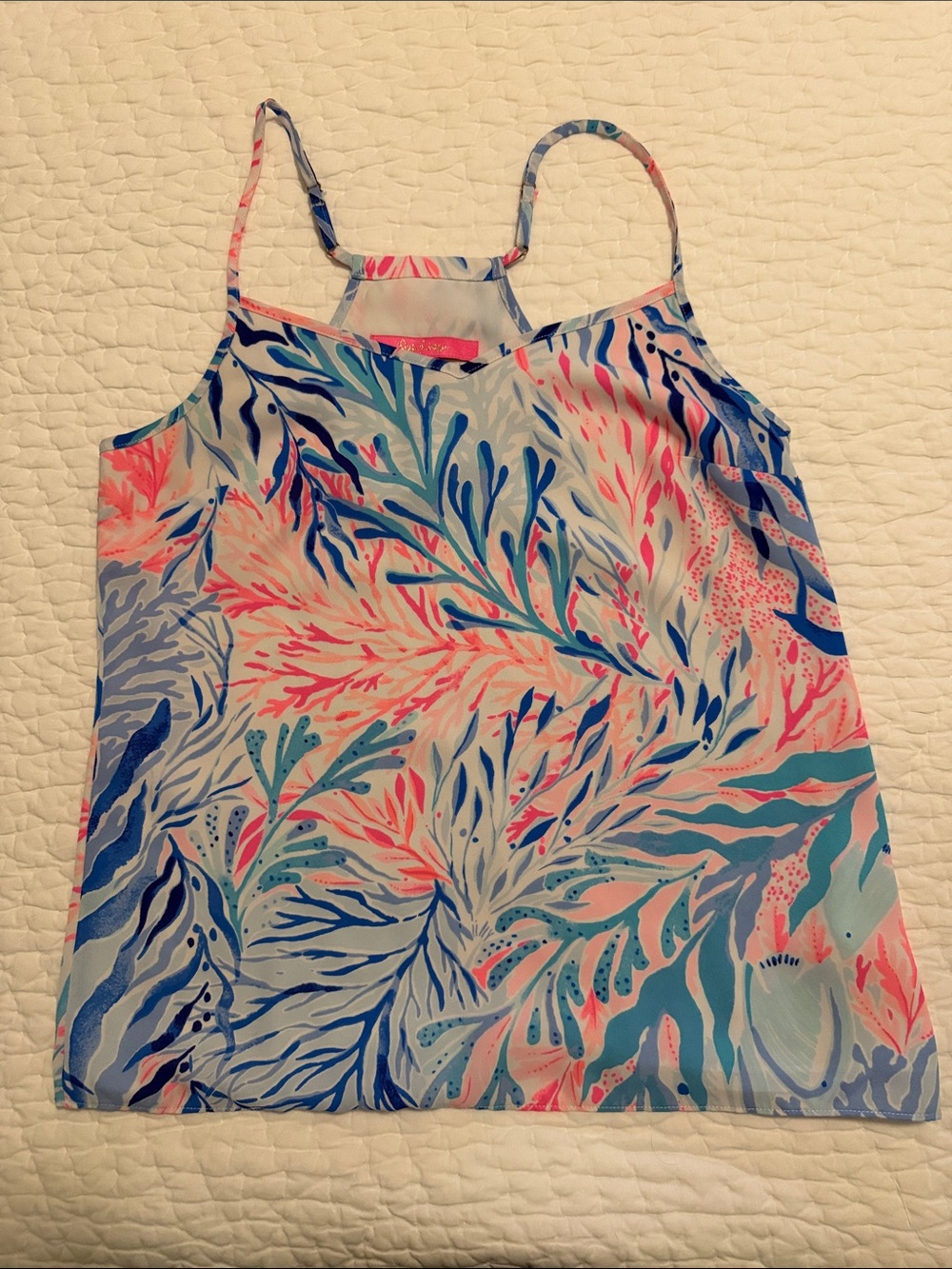 Lilly Pulitzer Coral and Blue Printed Spaghetti Strap Camisole
